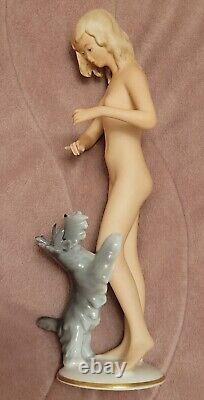 Vintage Art Deco Gerold Porcelain Bavaria Of A Nude Lady With a Dog