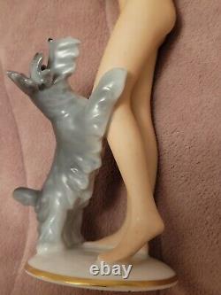 Vintage Art Deco Gerold Porcelain Bavaria Of A Nude Lady With a Dog