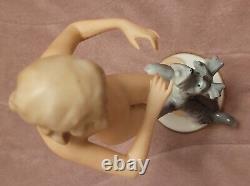 Vintage Art Deco Gerold Porcelain Bavaria Of A Nude Lady With a Dog