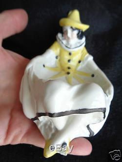 Vintage Art Deco Lady Harlequin Porcelain Signed Pin Trinket Tray Dish