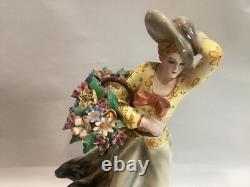 Vintage Art Deco Lady Teodoro Sebelin Italy Porcelain Figurine Sculpture Lenci
