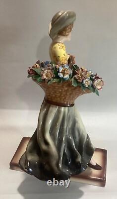 Vintage Art Deco Lady Teodoro Sebelin Italy Porcelain Figurine Sculpture Lenci