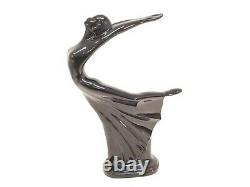 Vintage Art Deco MCM Black Porcelain Figurine Woman Ballet Dancer 19 Italian