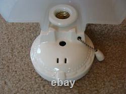 Vintage Art Deco Milk Glass Porcelain Bathroom Wall Sconce Light Outlet Re-wired