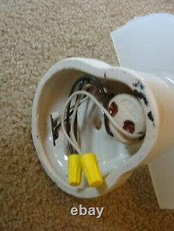 Vintage Art Deco Milk Glass Porcelain Bathroom Wall Sconce Light Outlet Re-wired