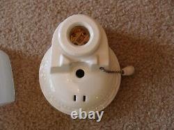 Vintage Art Deco Milk Glass Porcelain Bathroom Wall Sconce Light Outlet Re-wired