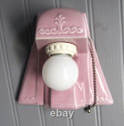 Vintage Art Deco PORCELIER Lavender Porcelain Bathroom Wall Sconce