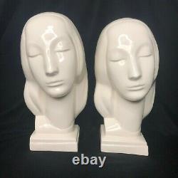 Vintage Art Deco Pair Ceramic Busts Blanc de Chine Frank Graham Holmes