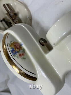 Vintage Art Deco Pair Ceramic Porcelain Bathroom Floral Wall Sconce Lights