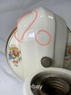 Vintage Art Deco Pair Ceramic Porcelain Bathroom Floral Wall Sconce Lights