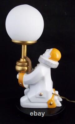Vintage Art Deco Pierrot And The Moon French Porcelain Dresser Lamp 1920