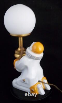 Vintage Art Deco Pierrot And The Moon French Porcelain Dresser Lamp 1920