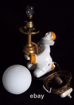 Vintage Art Deco Pierrot And The Moon French Porcelain Dresser Lamp 1920