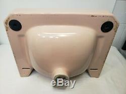 Vintage Art Deco Pink American Standard Bathroom Sink Porcelain Faucet Lavatory