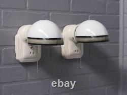 Vintage Art Deco Porcelain Bathroom Vanity Wall Sconces Rewired Black and White