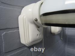 Vintage Art Deco Porcelain Bathroom Vanity Wall Sconces Rewired Black and White