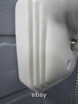 Vintage Art Deco Porcelain Bathroom Vanity Wall Sconces Rewired Black and White