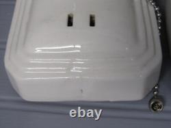 Vintage Art Deco Porcelain Bathroom Vanity Wall Sconces Rewired Black and White
