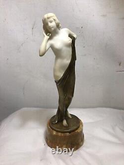 Vintage Art Deco Porcelain & Brass Statue 14x6 Marble Base. See12pix MAKE OFFER