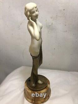 Vintage Art Deco Porcelain & Brass Statue 14x6 Marble Base. See12pix MAKE OFFER