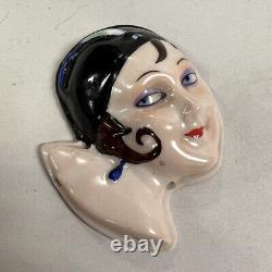 Vintage Art Deco Porcelain Half Doll Flat/bas Relief Flapper Girl Germany