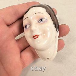 Vintage Art Deco Porcelain Half Doll Flat/bas Relief Flapper Girl Germany