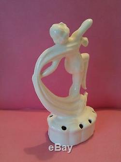 Vintage Art Deco Porcelain Nude Scarf Dancer Flower Frog Germany by Coronet