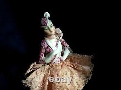 Vintage Art Deco Porcelain Pin Cushion Doll Sitting Lady Collectible