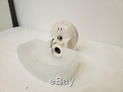 Vintage Art Deco Porcelain Sconce Wall Light Fixture Slip Shade Milk Glass Plug