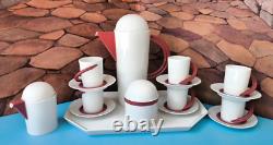Vintage Art Deco Rosenthal Porcelain White & Red Coffee Set Studio-Line Germany