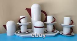 Vintage Art Deco Rosenthal Porcelain White & Red Coffee Set Studio-Line Germany