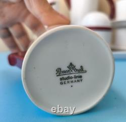 Vintage Art Deco Rosenthal Porcelain White & Red Coffee Set Studio-Line Germany
