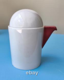 Vintage Art Deco Rosenthal Porcelain White & Red Coffee Set Studio-Line Germany
