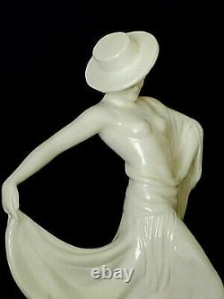 Vintage Art Deco Spanish Topless Lady Flamingo Dancer With Hat Ceramic Sculpture