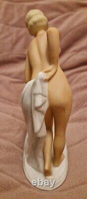 Vintage Art Deco Wallendorf Nude Naked Woman With Deer Porcelain Figurine