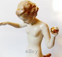 Vintage Art Deco era ROYAL DUX Diana The Huntress Porcelain Figurine, statuette