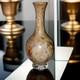 Vintage Art Deco Vase In Glazed Faience Marbled Glaze In Beautiful Colors