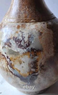 Vintage Art Deco vase in glazed faience marbled glaze In Beautiful Colors