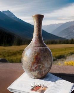 Vintage Art Deco vase in glazed faience marbled glaze In Beautiful Colors