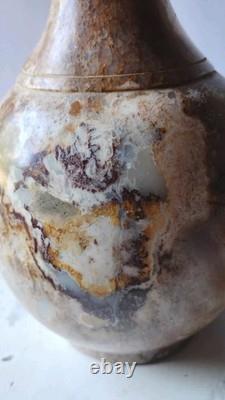 Vintage Art Deco vase in glazed faience marbled glaze In Beautiful Colors