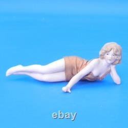 Vintage BATHING BEAUTY Porcelain Doll n Silk Suit German Art Deco Figurine 1920s