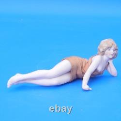 Vintage BATHING BEAUTY Porcelain Doll n Silk Suit German Art Deco Figurine 1920s