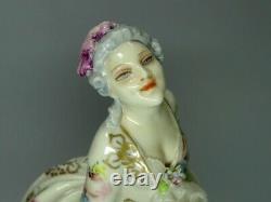 Vintage Basket Of Flowers Porcelain Figurine Original Fabris Italy Art Sculpture