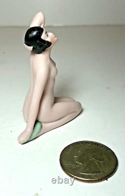 Vintage Bathing Beauty Woman Mini Figurine Porcelain Bisque Art Deco