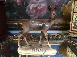 Vintage Brown Fawn Deer Glossy Figurine K13 Porcelain Made in East Germany