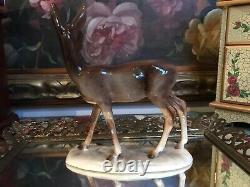 Vintage Brown Fawn Deer Glossy Figurine K13 Porcelain Made in East Germany