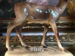 Vintage Brown Fawn Deer Glossy Figurine K13 Porcelain Made in East Germany