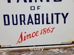 Vintage Burdsals Paints Porcelain Sign 1953 Art Deco Empire Dbl Sided Hardware