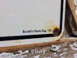 Vintage Burdsals Paints Porcelain Sign 1953 Art Deco Empire Dbl Sided Hardware