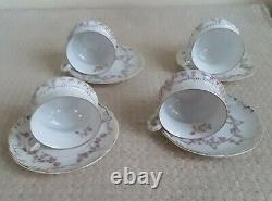 Vintage C. T. Germany Porcelain Rose-16 Piece Dessert Plates, Tea Cups & Saucers